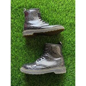 Dr. Martens Glitter Boots Black Sparkle Lace Up Combat Boots sz 5